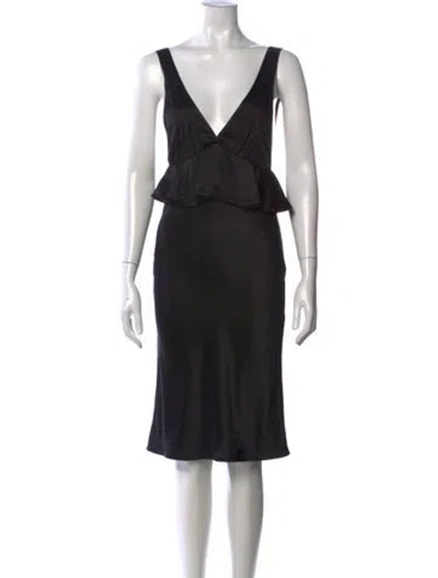 Pre-owned Saint Laurent Silk Midi Length Dress In Black