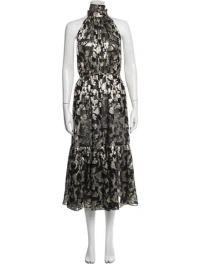 Pre-owned Saint Laurent Silk Midi Length Dress In Black