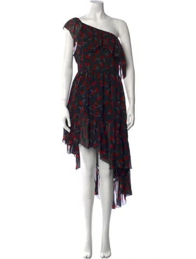 Pre-owned Saint Laurent Silk Midi Length Dress In Black
