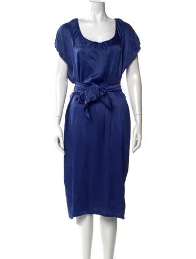 Pre-owned Saint Laurent Silk Midi Length Dress In Blue