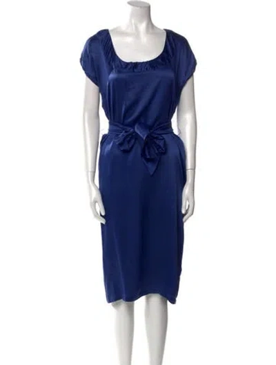 Pre-owned Saint Laurent Silk Midi Length Dress In Blue