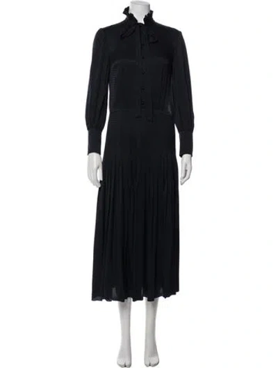 Pre-owned Saint Laurent Silk Midi Length Dress In Blue
