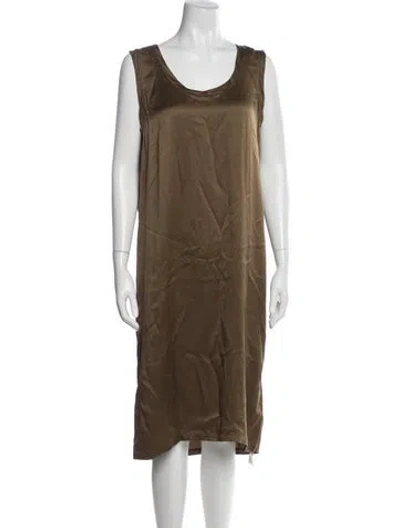 Pre-owned Saint Laurent Silk Midi Length Dress In Brown
