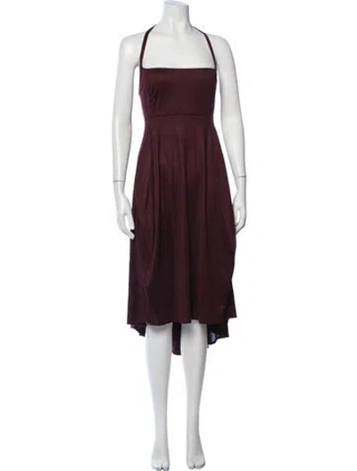 Pre-owned Saint Laurent Silk Midi Length Dress In Burgundy