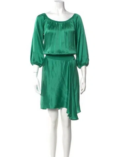 Pre-owned Saint Laurent Silk Midi Length Dress In Green