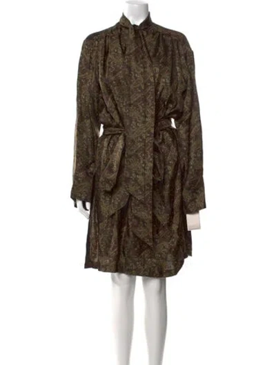 Pre-owned Saint Laurent Silk Midi Length Dress W/ Tags In Neutrals