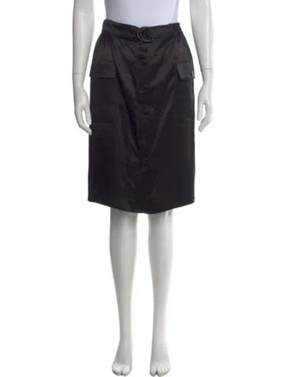 Pre-owned Saint Laurent Silk Midi Length Skirt In Black