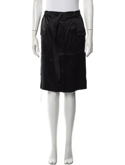 Pre-owned Saint Laurent Silk Midi Length Skirt In Black