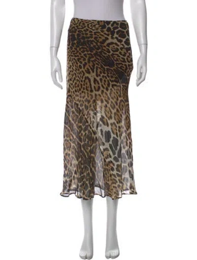 Pre-owned Saint Laurent Silk Midi Length Skirt In Neutral