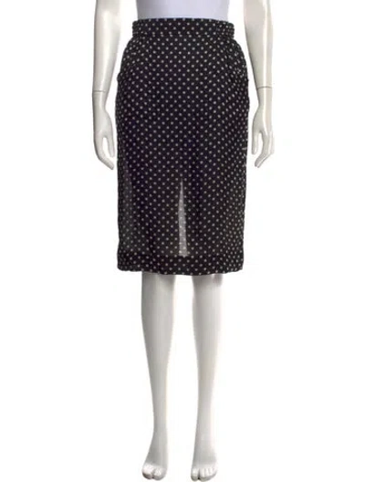 Pre-owned Saint Laurent Silk Midi Length Skirt W/ Tags In Black/white