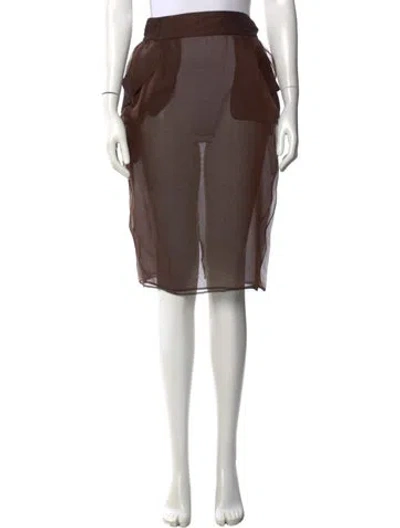Pre-owned Saint Laurent Silk Midi Length Skirt W/ Tags In Brown