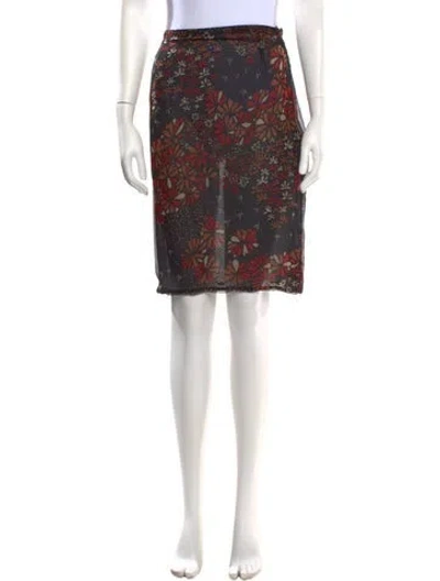 Pre-owned Saint Laurent Silk Midi Length Skirt W/ Tags In Brown