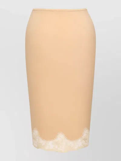 Saint Laurent Laced Half-slip Skirt In Silk Satin Crepe De Chine In Neutral