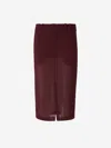 Saint Laurent Sheer Knit Midi Pencil Skirt In Burgundy