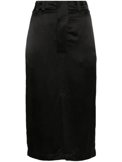 SAINT LAURENT SILK MIDI SKIRT