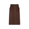 Saint Laurent Sheer Silk Midi Skirt With Elastic Waistband In Brown
