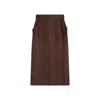 Saint Laurent Sheer Silk Midi Skirt With Elastic Waistband In Brown