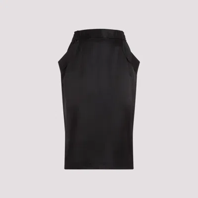 Saint Laurent Silk Skirt With Back Slit In Black