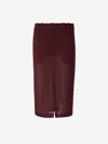 Saint Laurent Sheer Knit Midi Pencil Skirt In Red