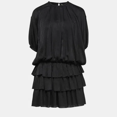 Pre-owned Saint Laurent Silk Mini Dress 40 In Black