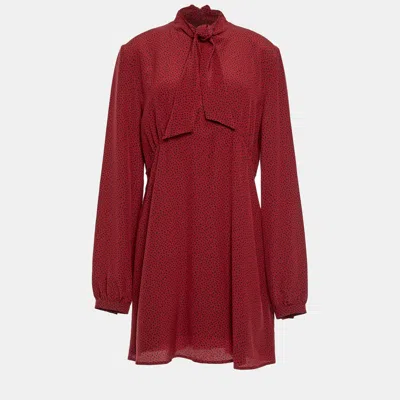 Pre-owned Saint Laurent Silk Mini Dress 42 In Red