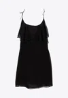 Saint Laurent Silk Mini Dress In Black