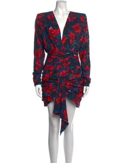 Pre-owned Saint Laurent Silk Mini Dress In Black/red