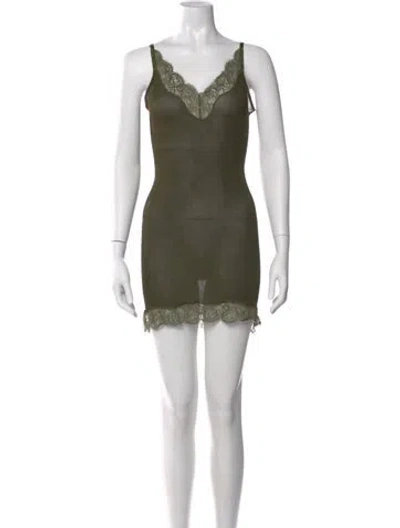 Pre-owned Saint Laurent Silk Mini Dress In Green