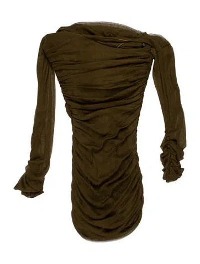 Pre-owned Saint Laurent Silk Mini Dress In Green