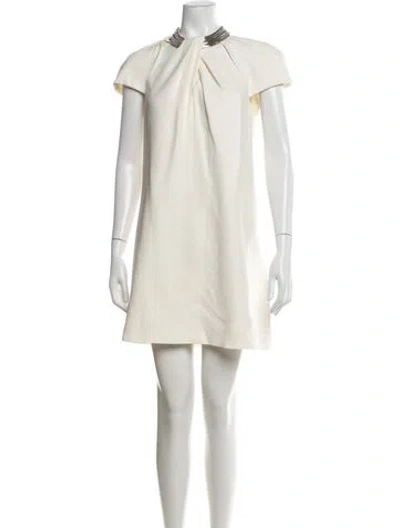Pre-owned Saint Laurent Silk Mini Dress In Neutrals