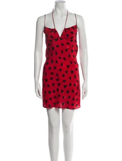 Pre-owned Saint Laurent Silk Mini Dress In Red