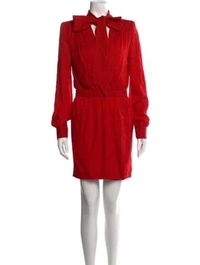 Pre-owned Saint Laurent Silk Mini Dress In Red
