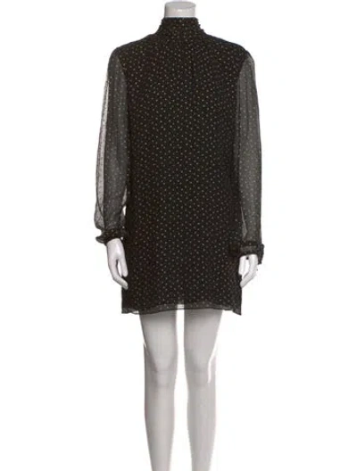 Pre-owned Saint Laurent Silk Mini Dress W/ Tags In Black