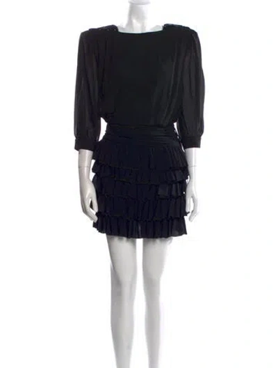 Pre-owned Saint Laurent Silk Mini Dress W/ Tags In Black