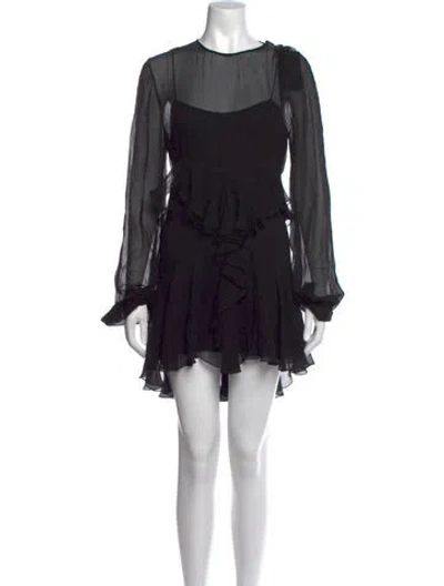 Pre-owned Saint Laurent Silk Mini Dress W/ Tags In Black