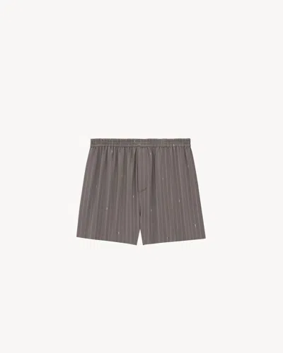 Saint Laurent Short In Gris Blanc