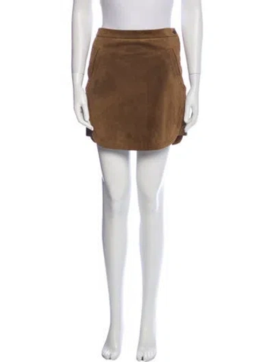 Pre-owned Saint Laurent Silk Mini Skirt In Brown