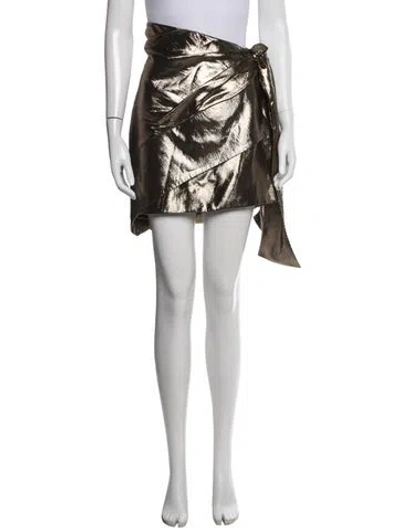 Pre-owned Saint Laurent Silk Mini Skirt In Gold