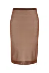 Saint Laurent Sheer Silk Knitted Pencil Skirt Clothing In Brown