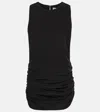 Saint Laurent Black Mini Dress With Cowl Back In Viscose In Black