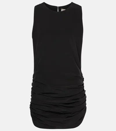 Saint Laurent Black Mini Dress With Cowl Back In Viscose
