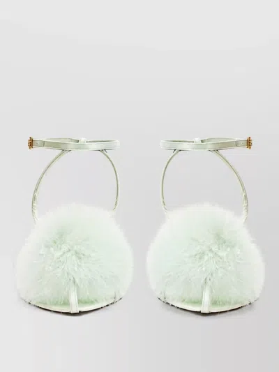 Saint Laurent Silk Mules In Green