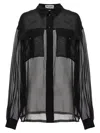 Saint Laurent Silk Crepe Muslin Shirt In Black