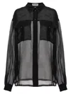 Saint Laurent Silk Chiffon Collared Shirt In Black