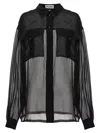 Saint Laurent Silk Crepe Muslin Shirt In Black