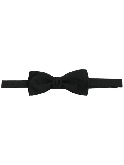 Saint Laurent Silk Necktie Bow In Gray