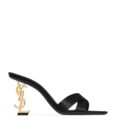 Saint Laurent Silk Opyum Mules 85 In Black