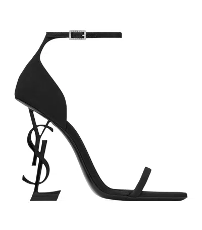 Saint Laurent Silk Opyum Sandals 110 In Black