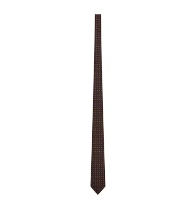 Saint Laurent Silk Paisley Motif Tie In Brown