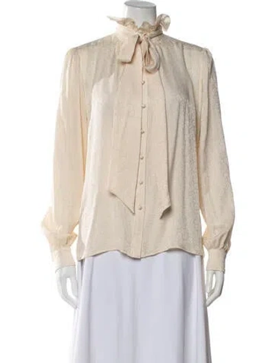 Pre-owned Saint Laurent Silk Paisley Print Blouse In Neutrals